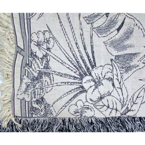 Tropical Breeze Decorative Throw Blanket Gray Toile Matelasse NEW Made In USA - Picture 2 of 3